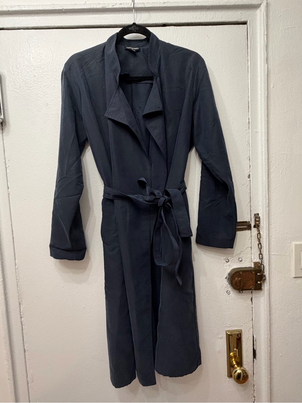 American Apparel Women's Navy Wrap Trench Coat with Belt